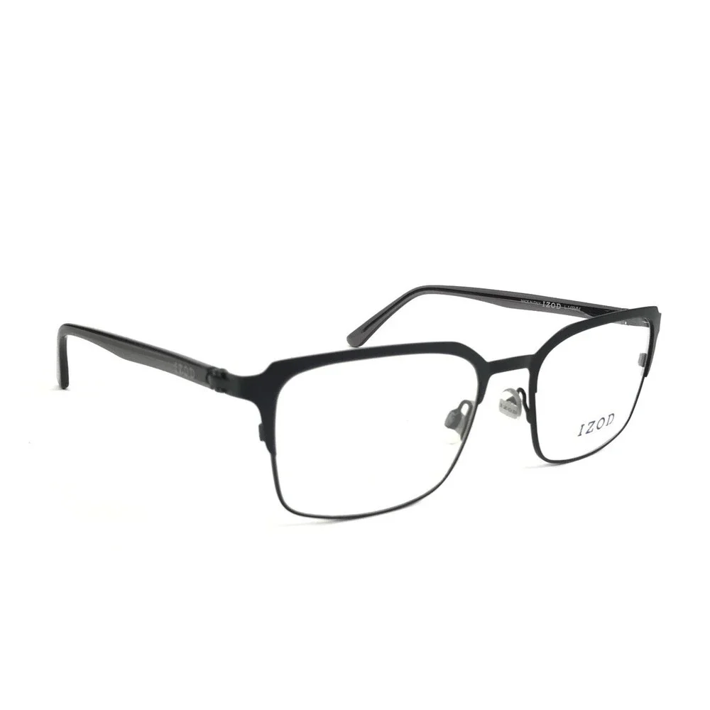 IZOD Eyeglasses Frames IZ2117 BLACK Gray Rectangle Full Rim 54-18-145